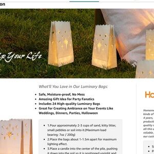Bundle6❤️items for$20Luminary Bags with Star Cutouts with bulbs - Beige